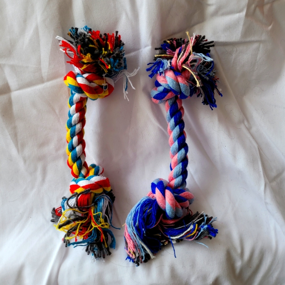Dog Puppy Small 7" Pair of 2 Braided Rope Toy - NEW